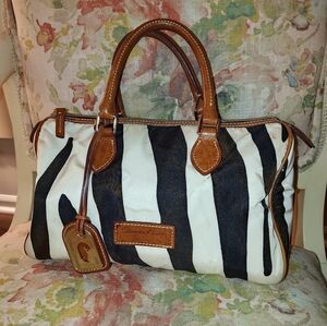 Dooney & Bourke Zebra Print Canvas Purse with Leather Accents